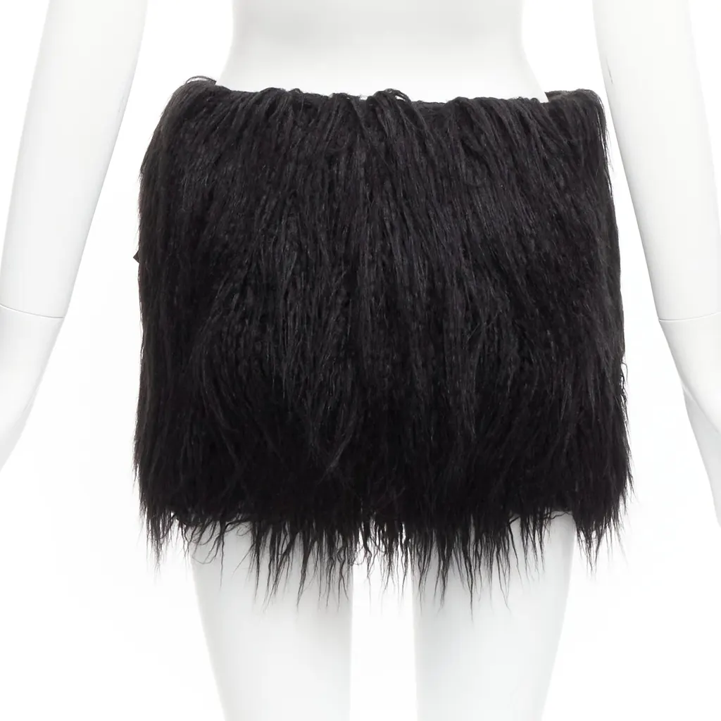 Saint Laurent Faux Fur Skirt Black Never worn, with tag - Model View