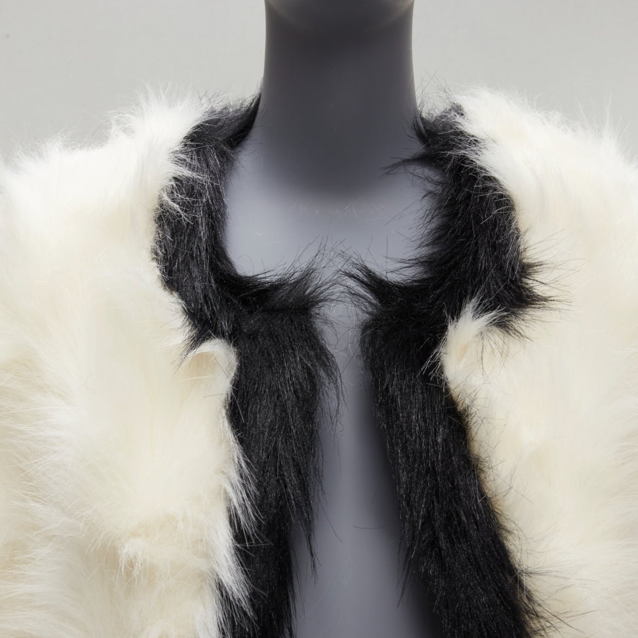 Saint Laurent Cream Faux Fur Jacket - Back view