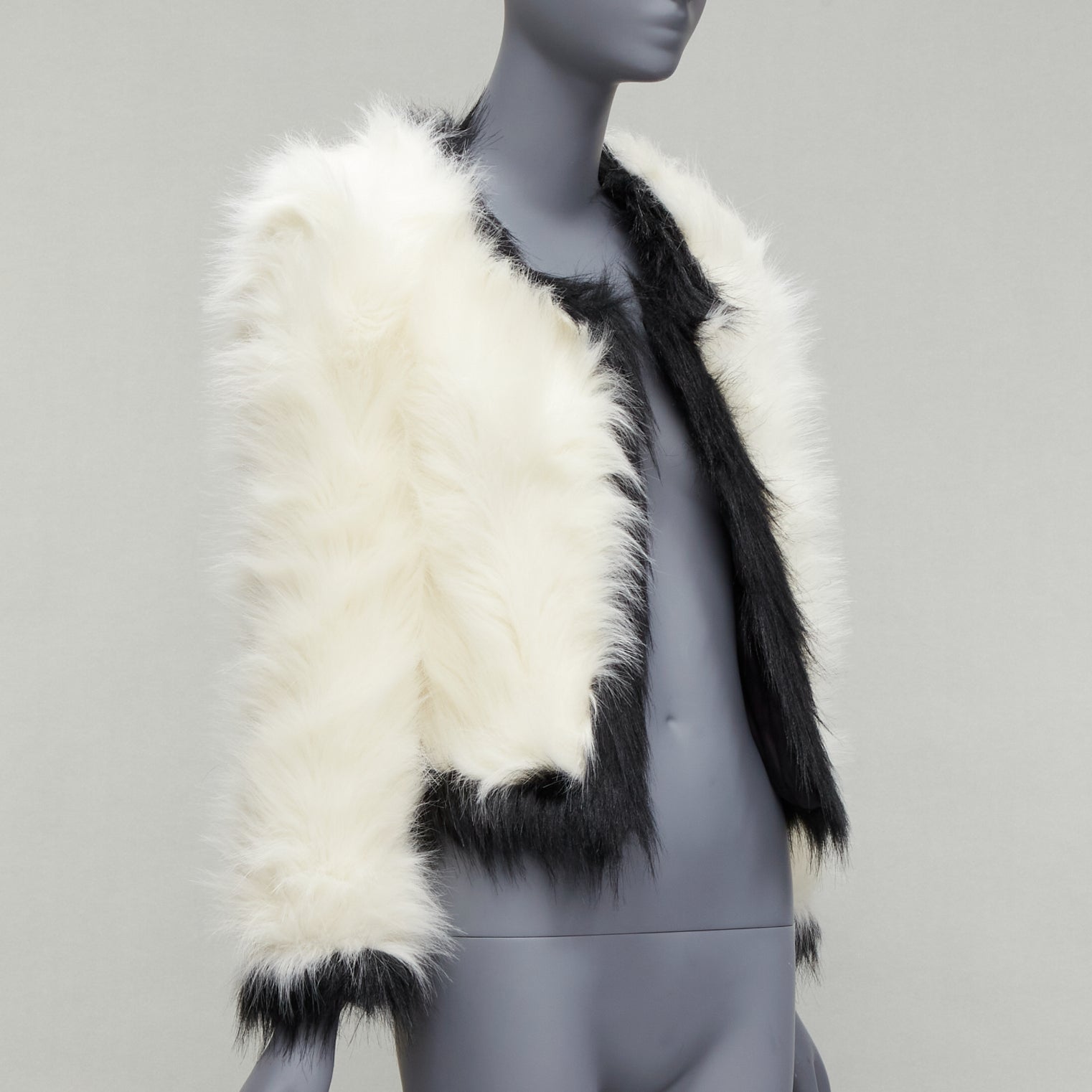 Saint Laurent Cream Faux Fur Jacket - Image 6