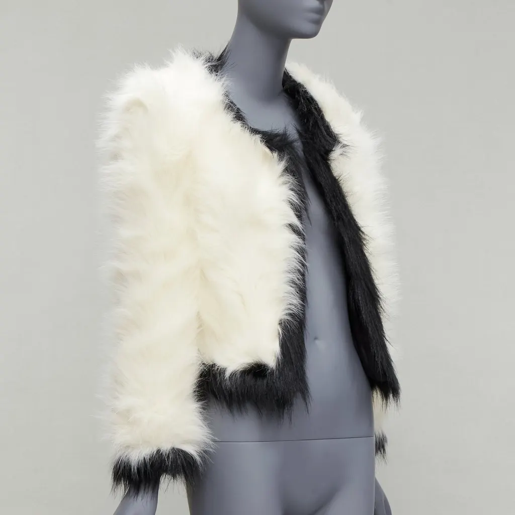 Saint Laurent Cream Faux Fur Jacket White Never worn, with tag - Inside View
