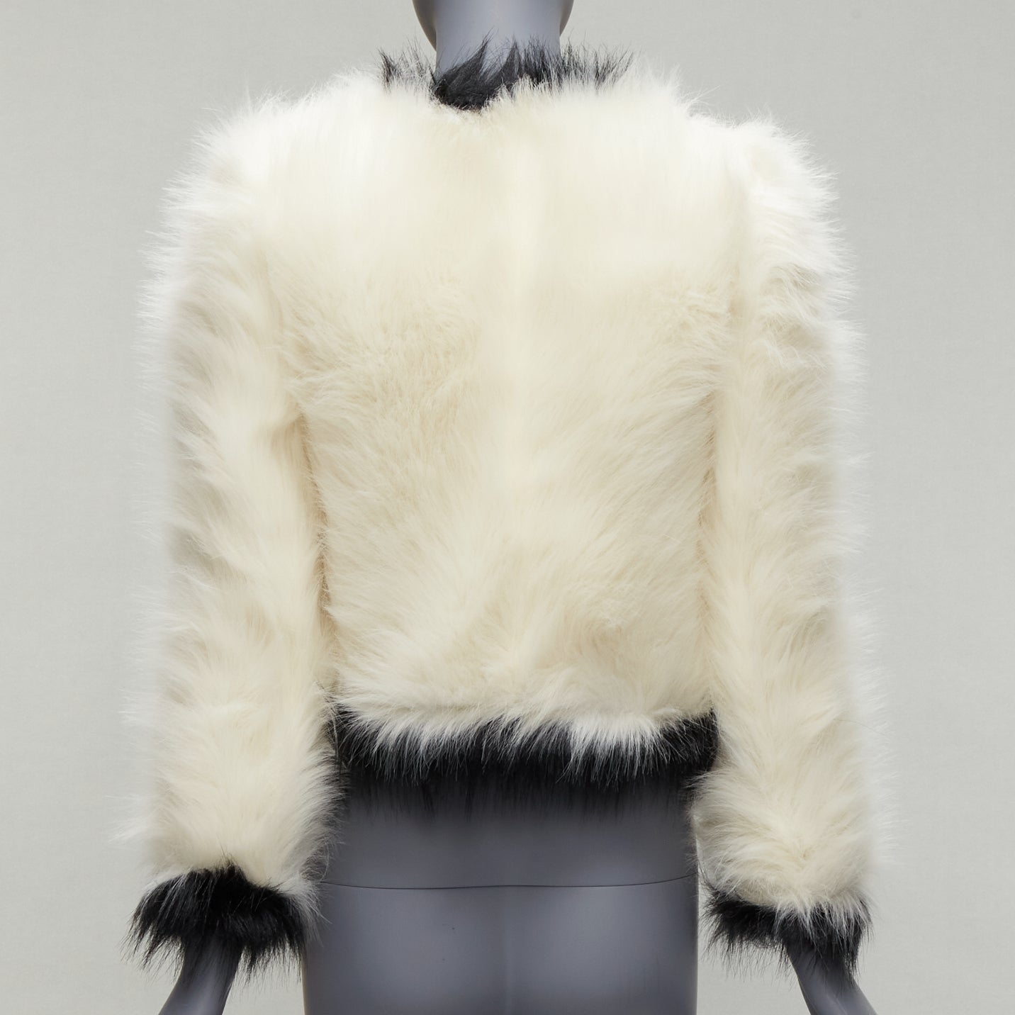 Saint Laurent Cream Faux Fur Jacket - Side view