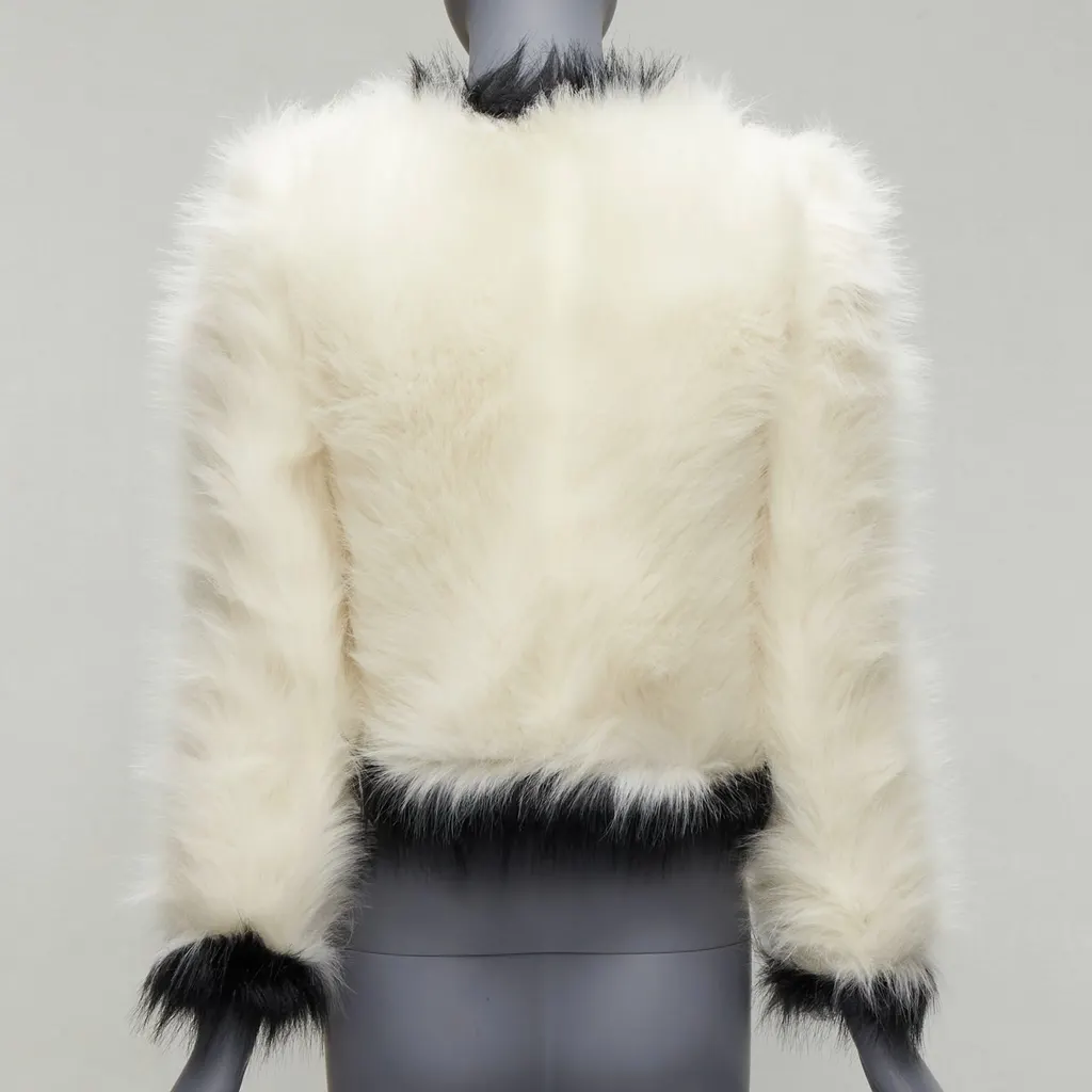 Saint Laurent Cream Faux Fur Jacket White Never worn, with tag - Box View