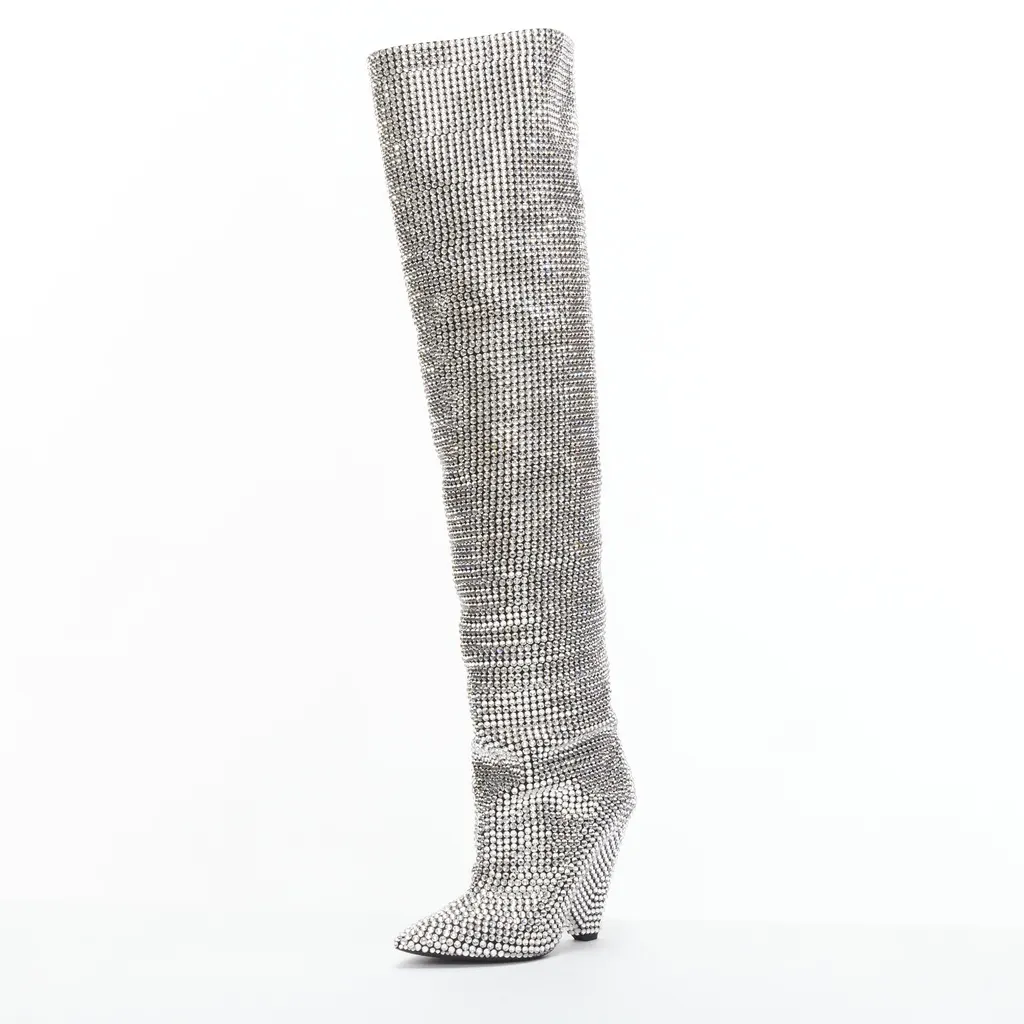 Saint Laurent Niki 105 Silver Leather Never worn - Model View