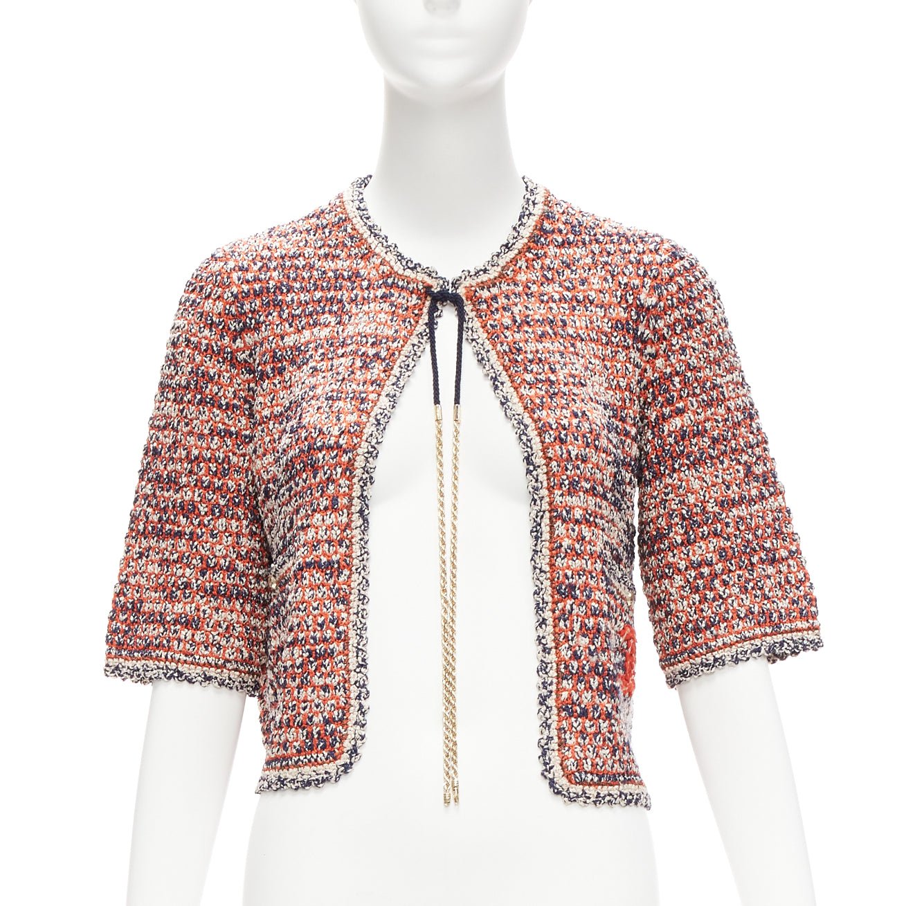 Chanel Red Knit Cropped Jacket