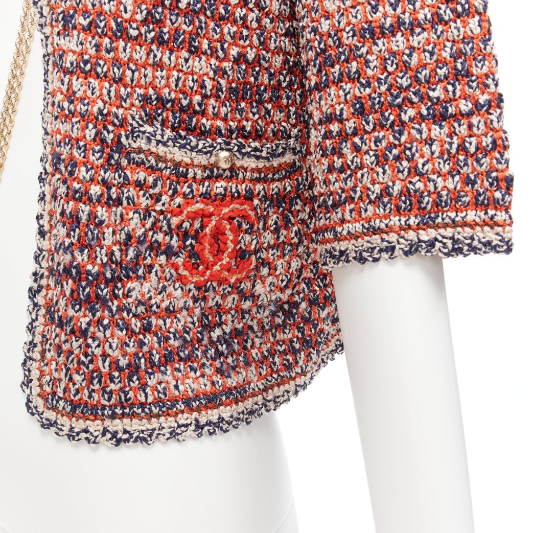 Chanel Red Knit Cropped Jacket - Back view