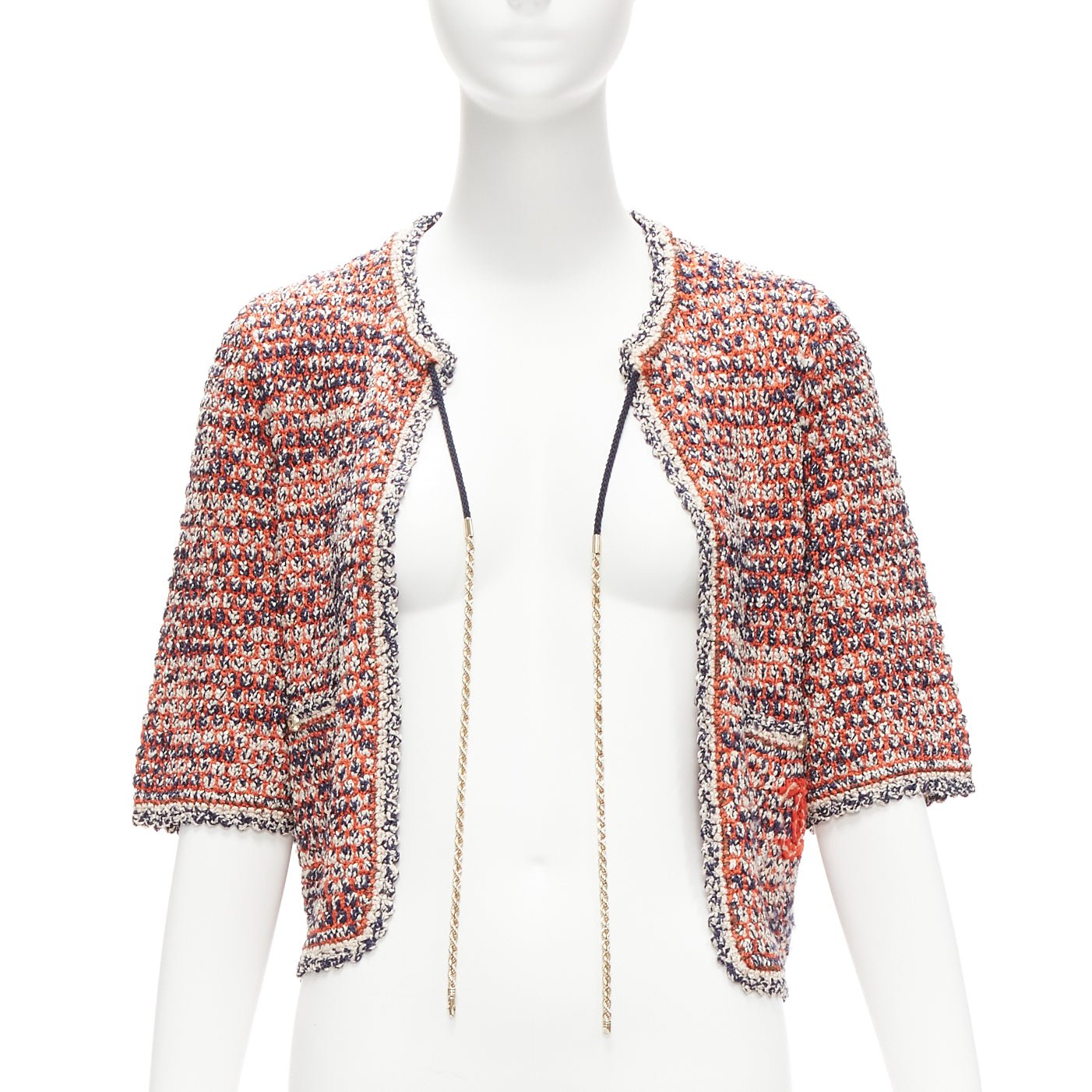 Chanel Red Knit Cropped Jacket - Image 6