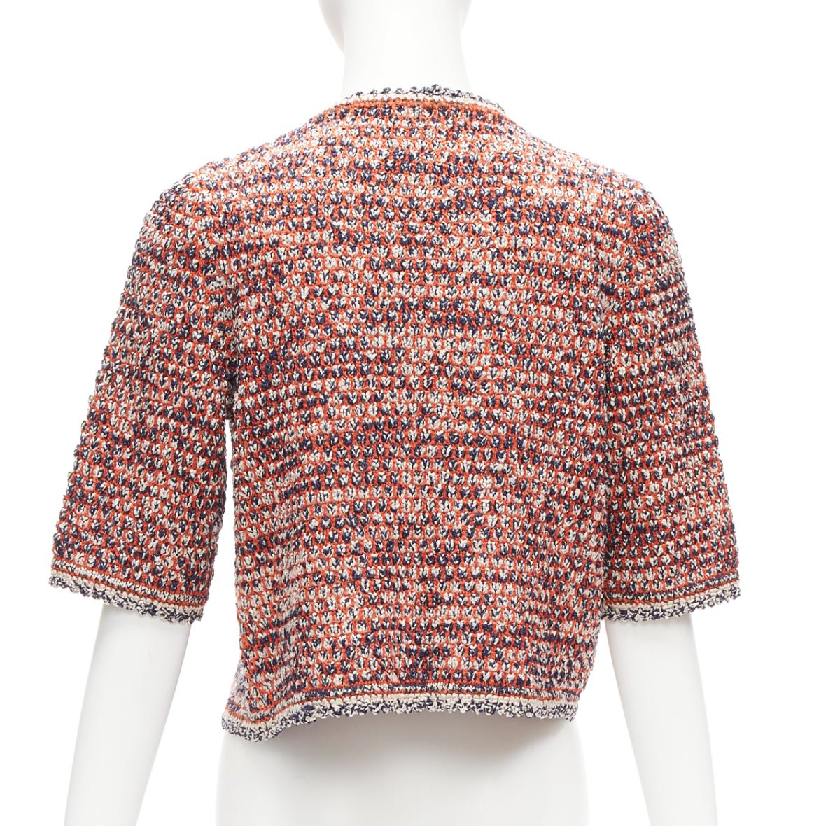 Chanel Red Knit Cropped Jacket - Detail 1