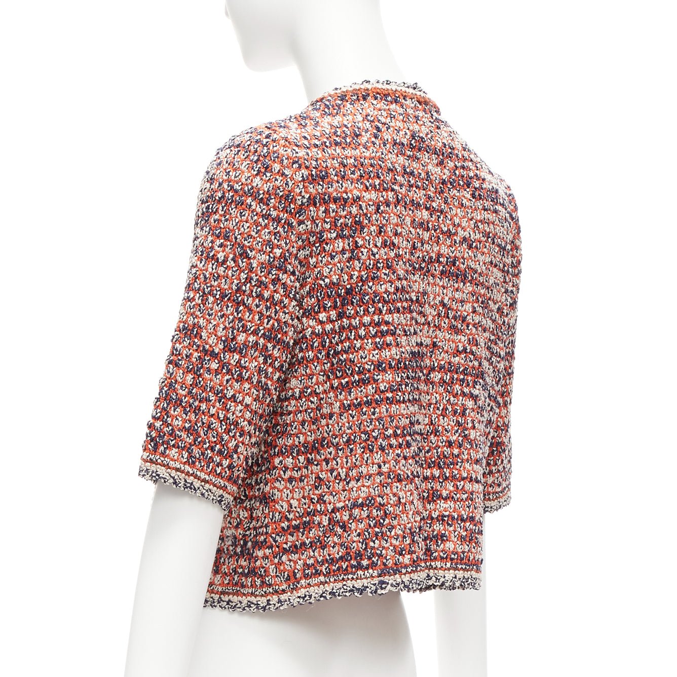 Chanel Red Knit Cropped Jacket - Detail 2