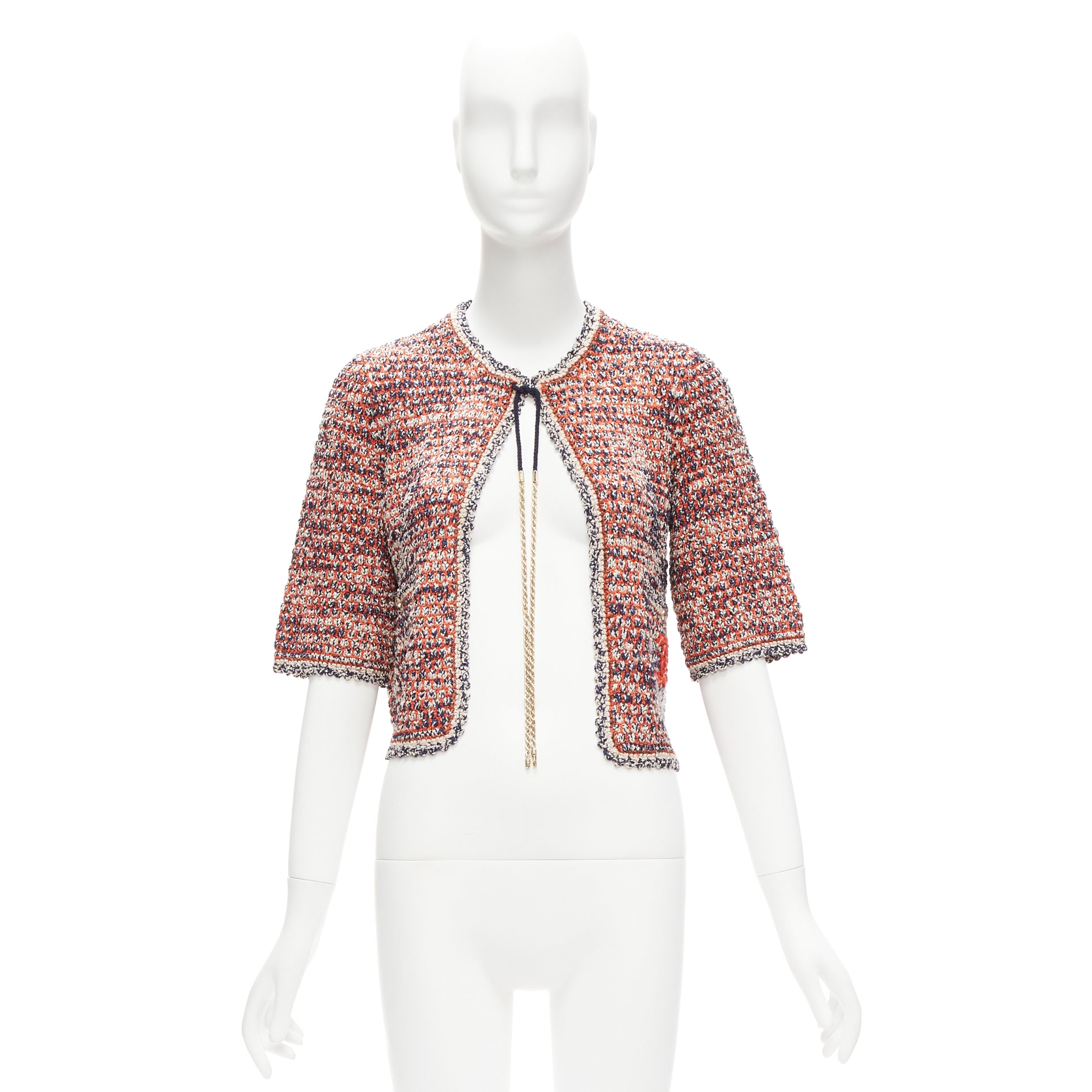 Chanel Red Knit Cropped Jacket - Image 12