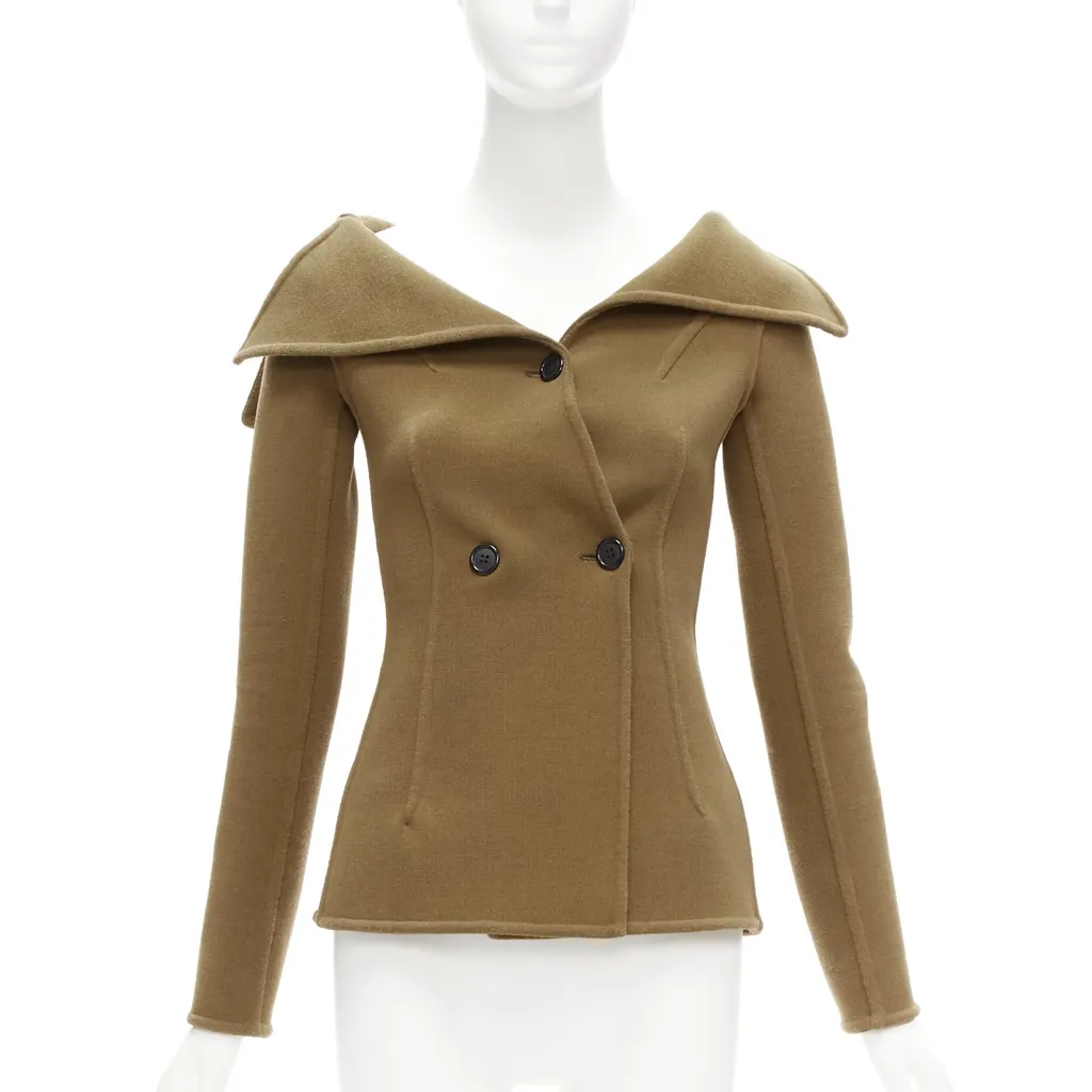 Celine Brown Collar Jacket Brown Wool Never worn - Front View