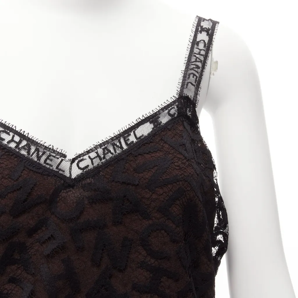 Chanel Lace Cami Skirt Brown Cotton Good - Back View