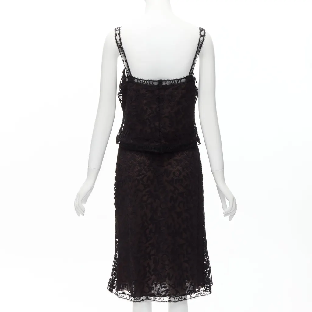 Chanel Lace Cami Skirt Brown Cotton Good - Box View