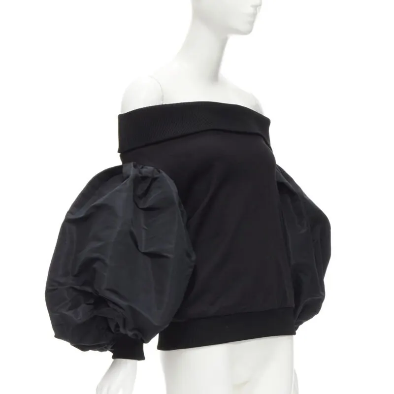 Alexander McQueen Puff Sleeve Sweater Black Cotton Never worn - Inside View