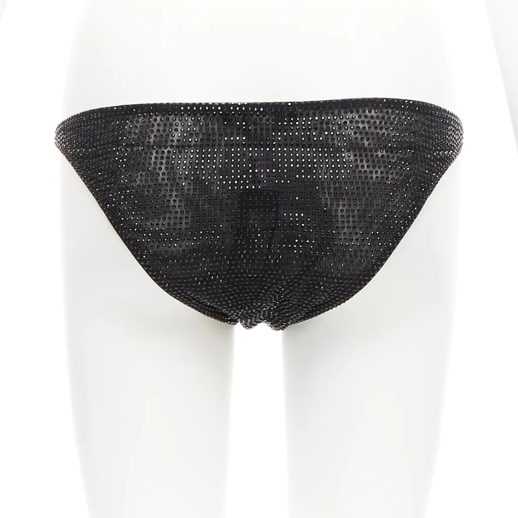 Versace Crystal Bikini Pants Black Polyamide Never worn - Box View