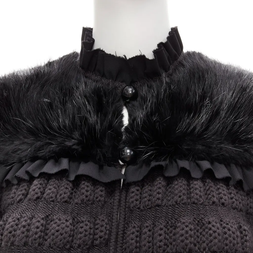 Fendi Black Bell Coat Black Fur Never worn - Back View