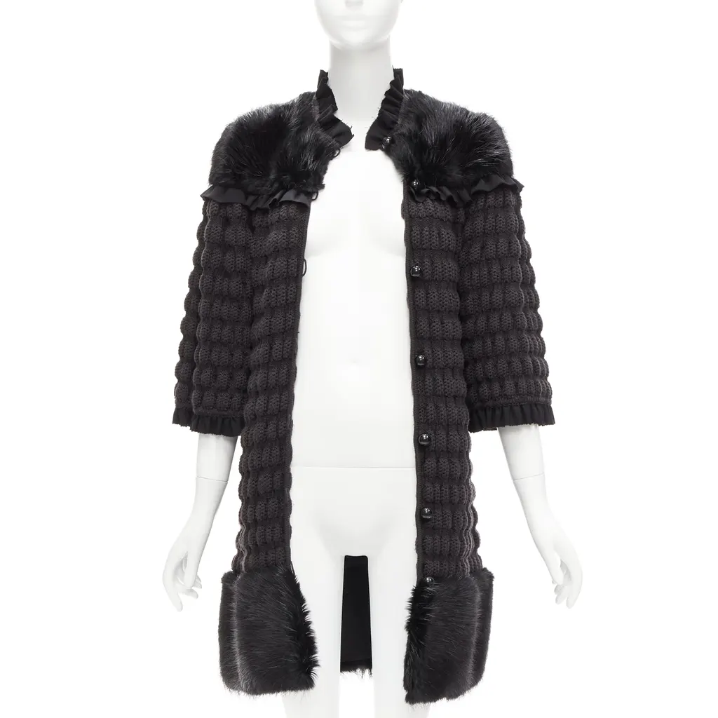 Fendi Black Bell Coat Black Fur Never worn - Inside View