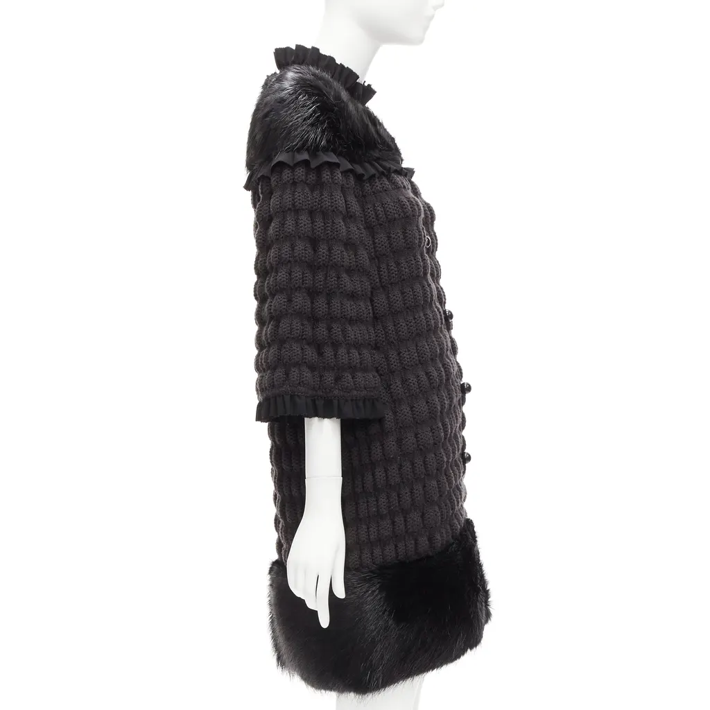 Fendi Black Bell Coat Black Fur Never worn - Box View