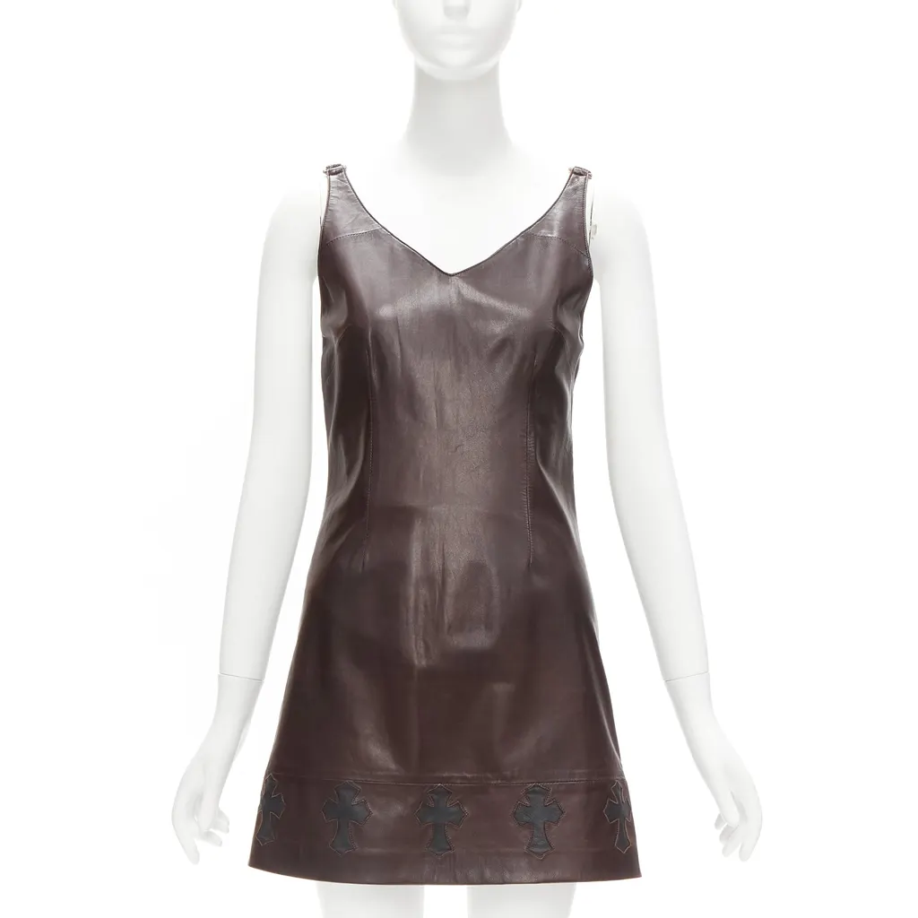 Chrome Hearts Leather Dagger Dress Brown Leather Good - Front View