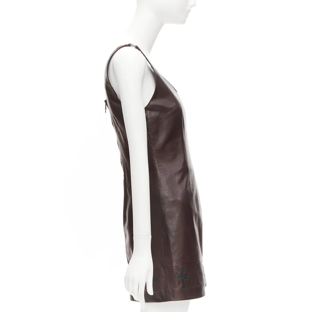 Chrome Hearts Leather Dagger Dress Brown Leather Good - Model View