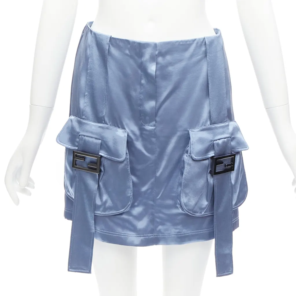 Fendi Cargo Satin Skirt Blue Viscose Very good - Front View