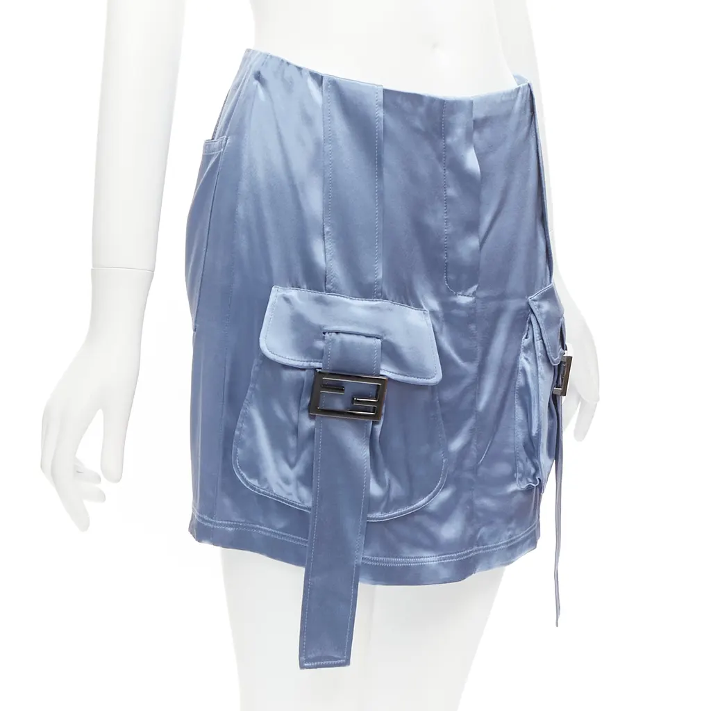 Fendi Cargo Satin Skirt Blue Viscose Very good - Inside View