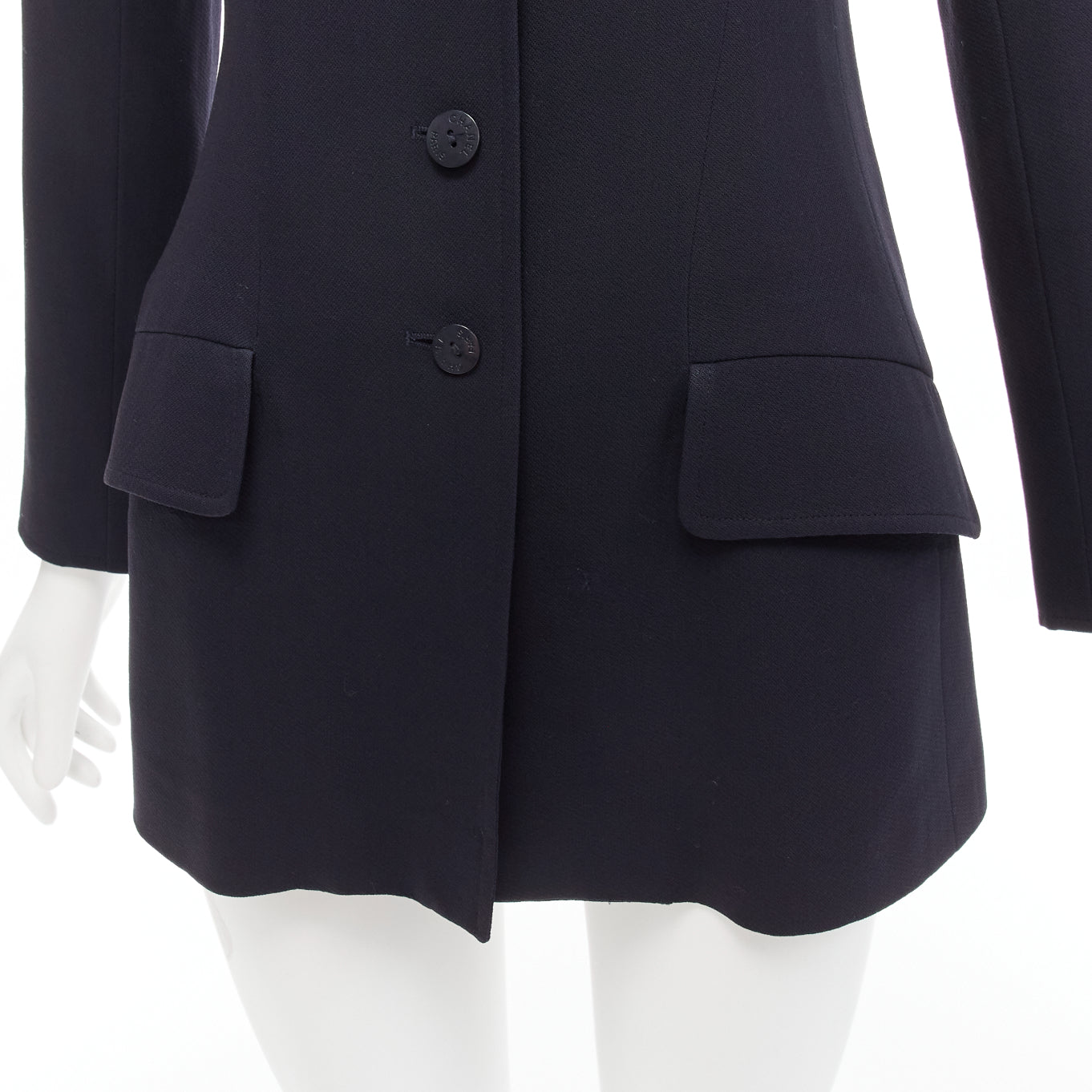 Chanel Navy Wool Button Blazer - Back view