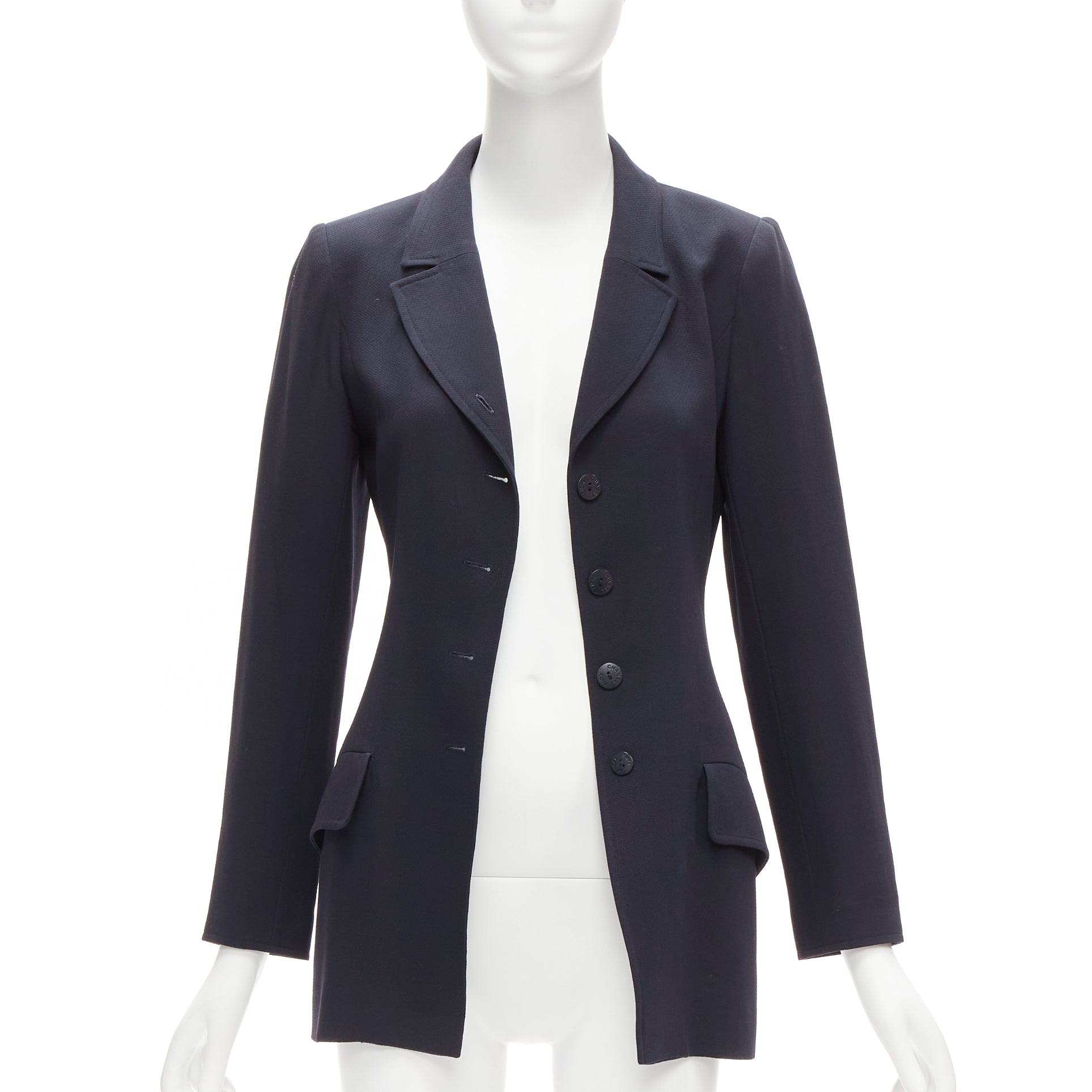 Chanel Navy Wool Button Blazer - Image 6