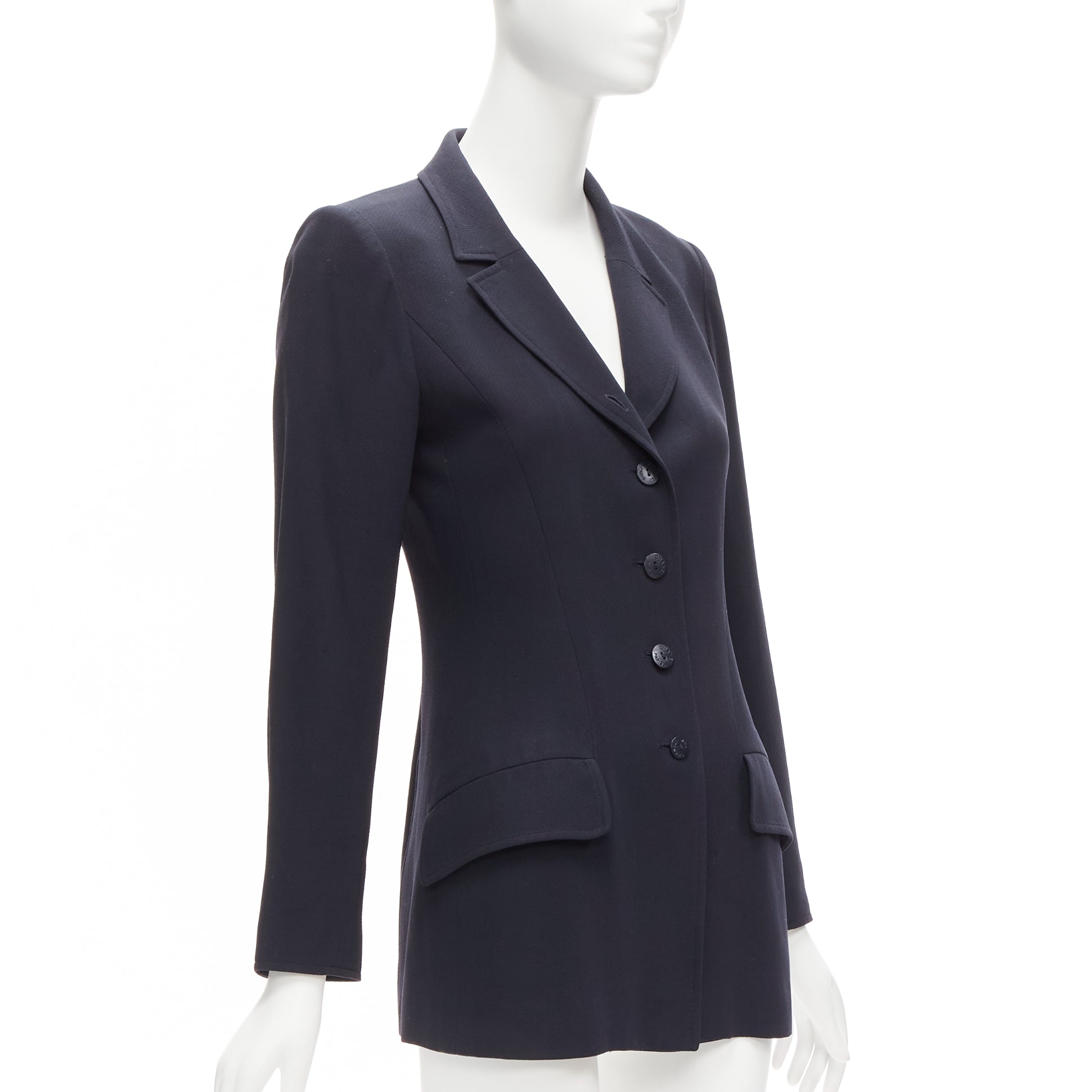 Chanel Navy Wool Button Blazer - 4