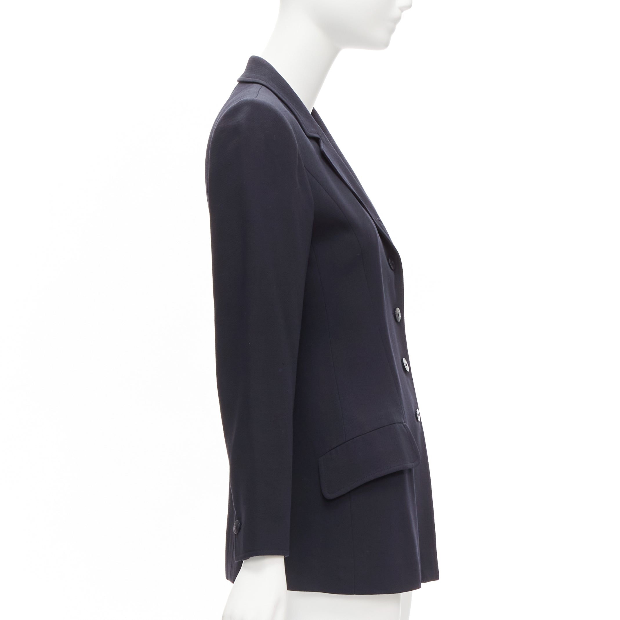 Chanel Navy Wool Button Blazer - Side view