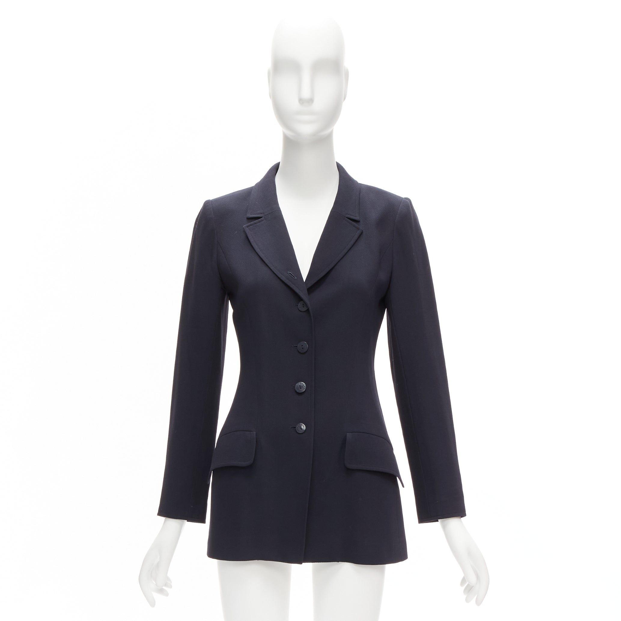 Chanel Navy Wool Button Blazer - Image 14