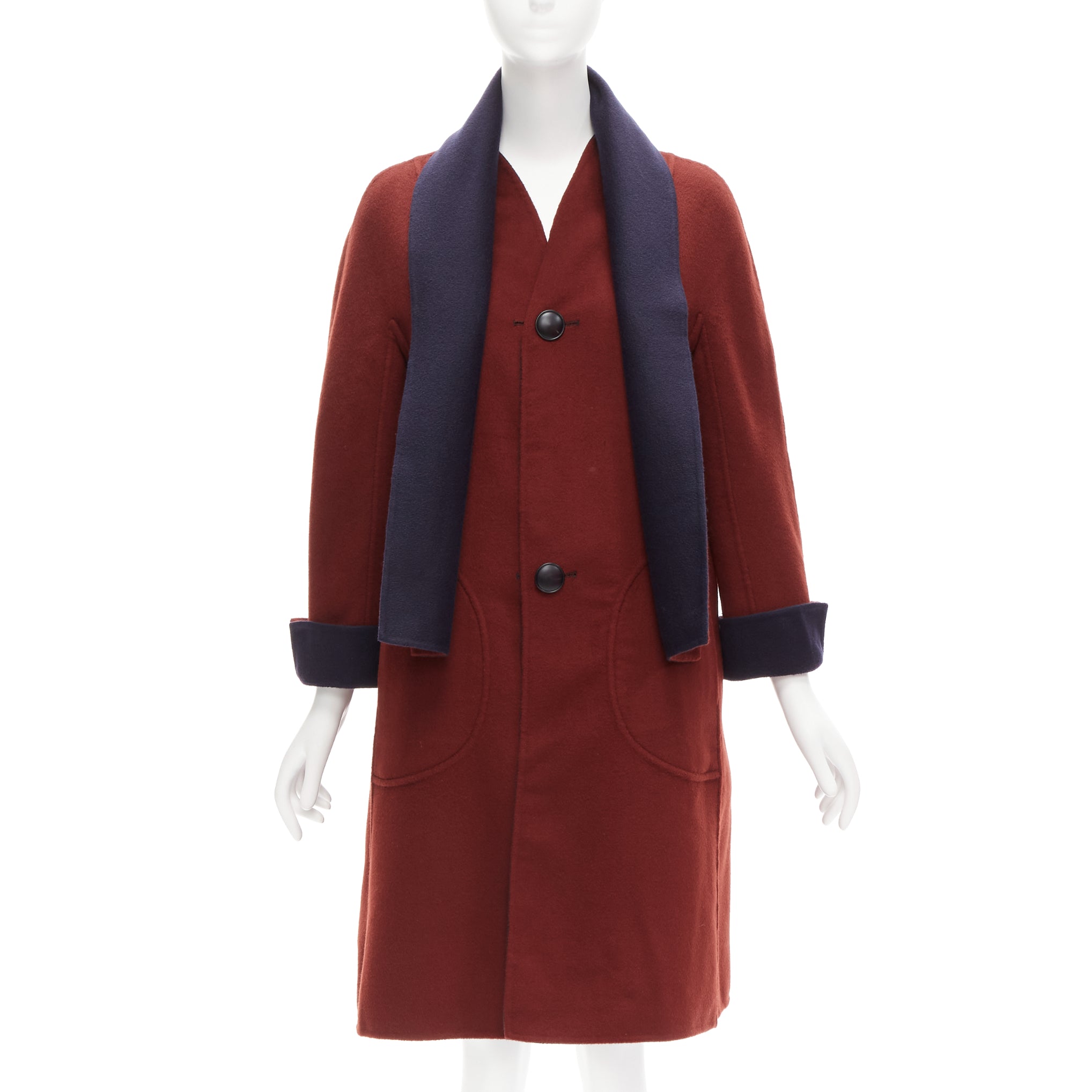 Loro Piana Burgundy Reversible Coat - Back view