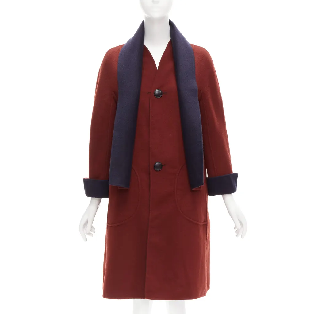 Loro Piana Burgundy Reversible Coat Burgundy Cashmere Very good - Back View