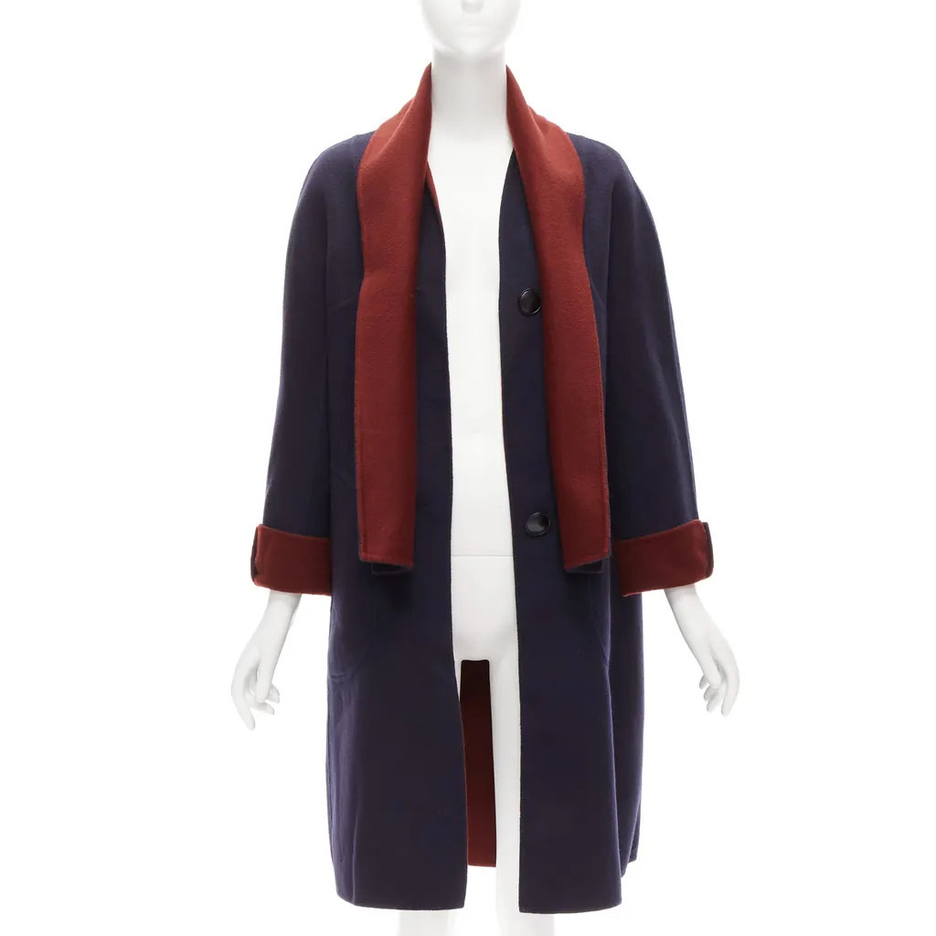 Loro Piana Burgundy Reversible Coat Burgundy Cashmere Very good - Inside View