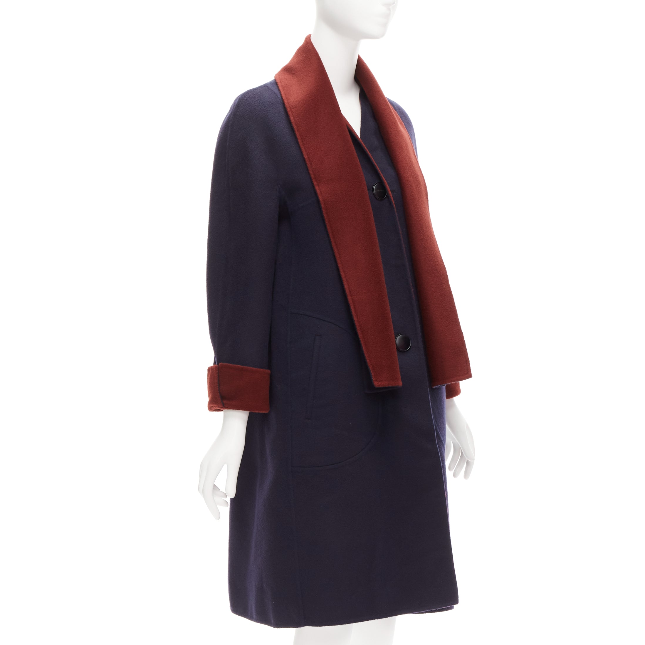 Loro Piana Burgundy Reversible Coat - Side view