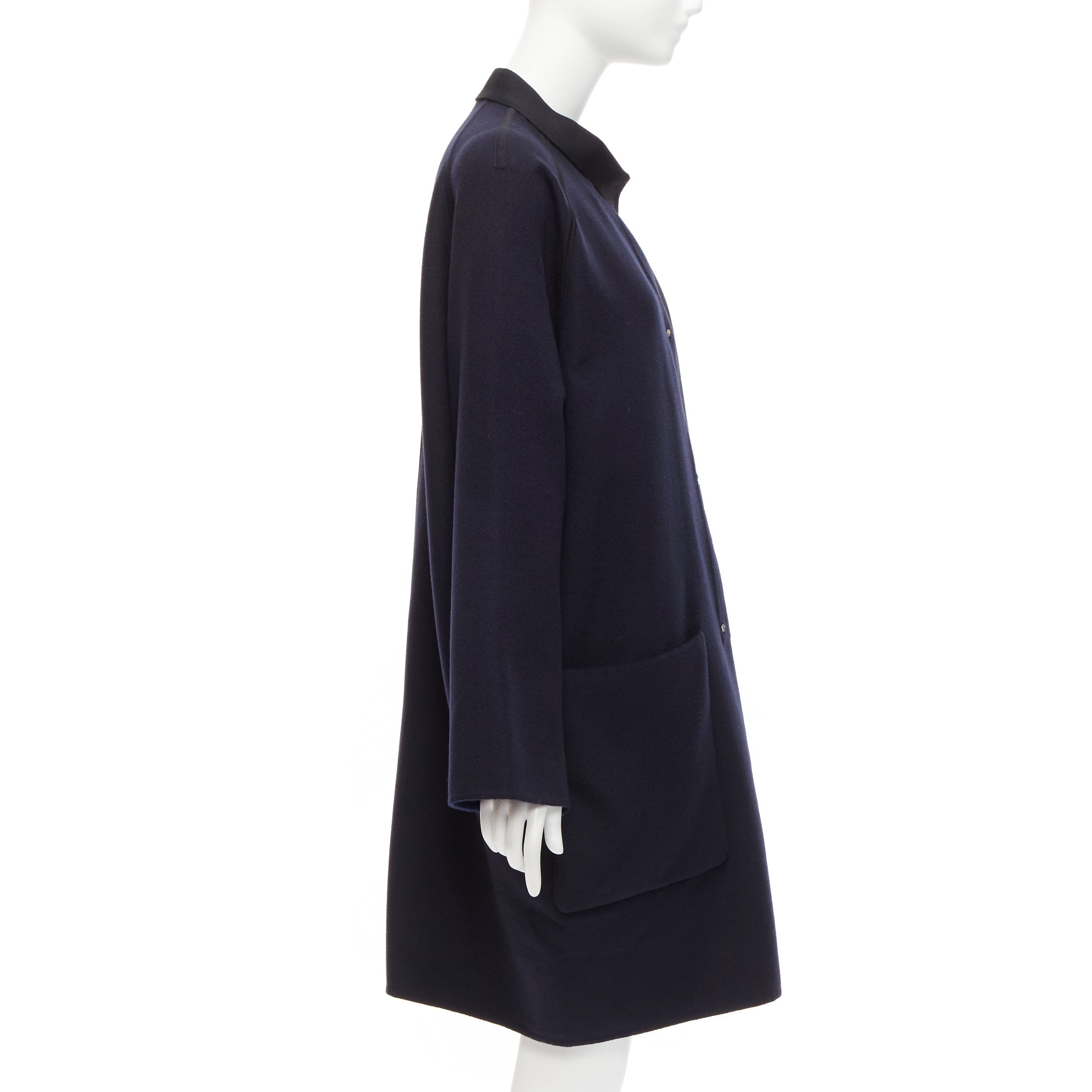 Hermès Navy Cocoon Coat - Side view