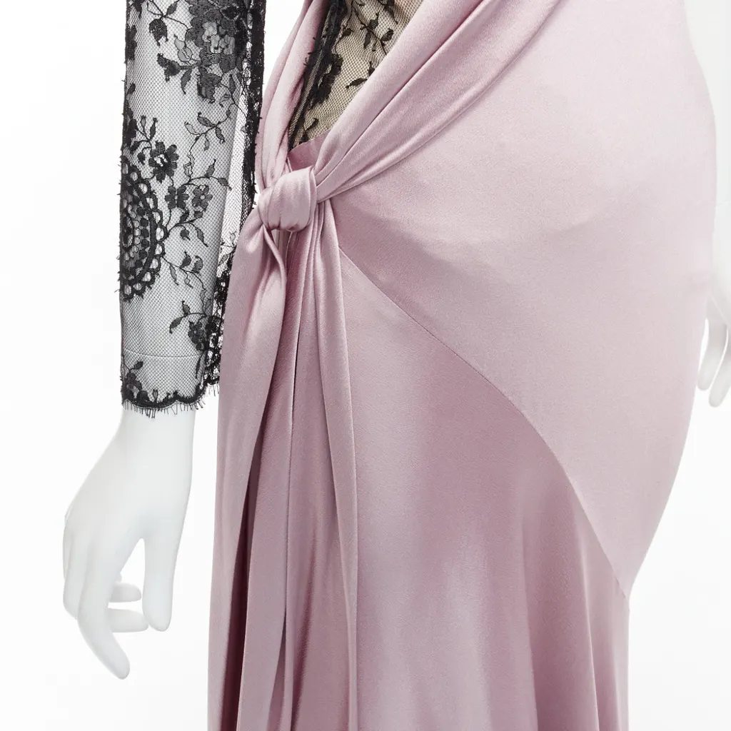 Alexander McQueen Lace One Shoulder Purple Silk Never worn, with tag - Back View