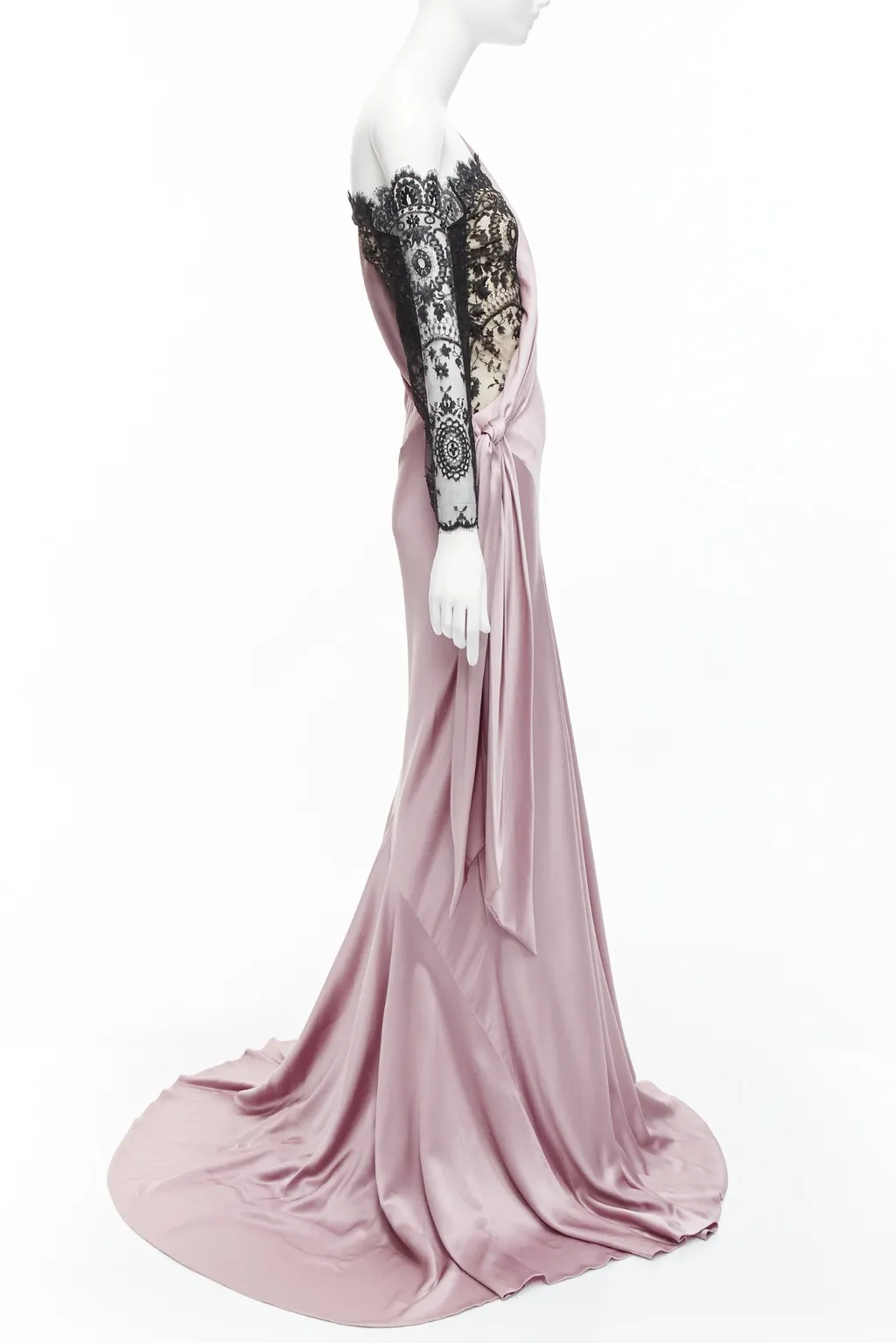 Alexander McQueen Lace One Shoulder Purple Silk Never worn, with tag - Box View