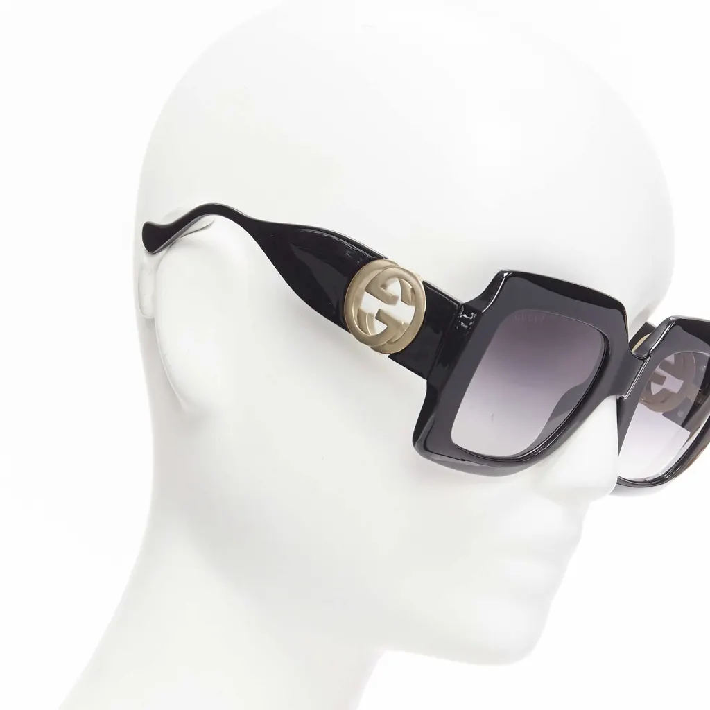 Gucci Gold Logo Glasses Black Very good - Front View