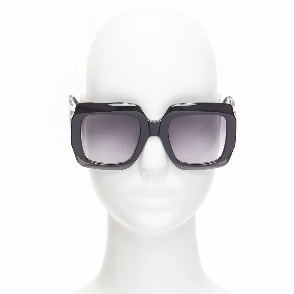 Gucci Gold Logo Glasses Black Very good - Back View