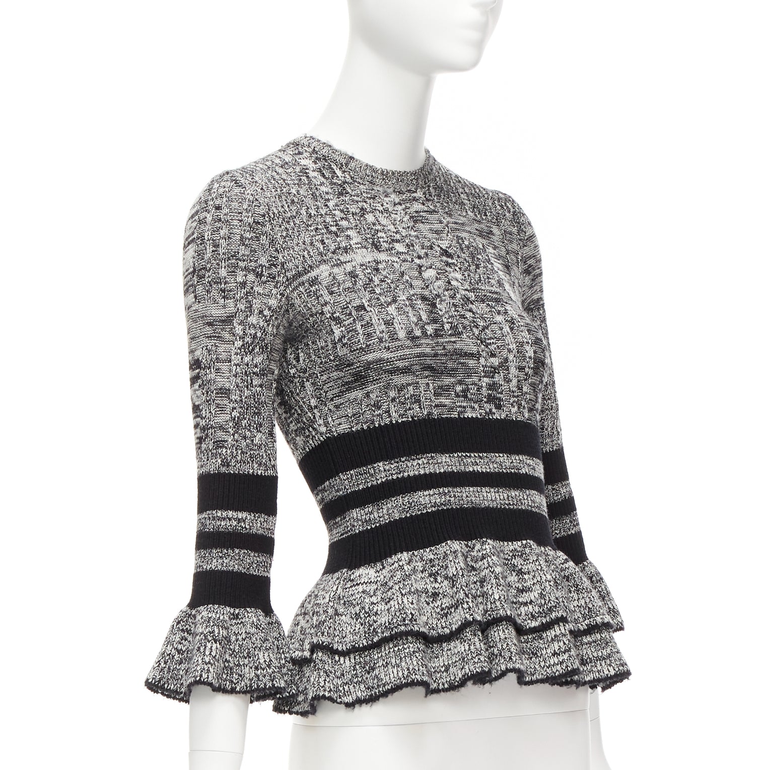 Alexander Mcqueen Melange Peplum Sweater - Image 6