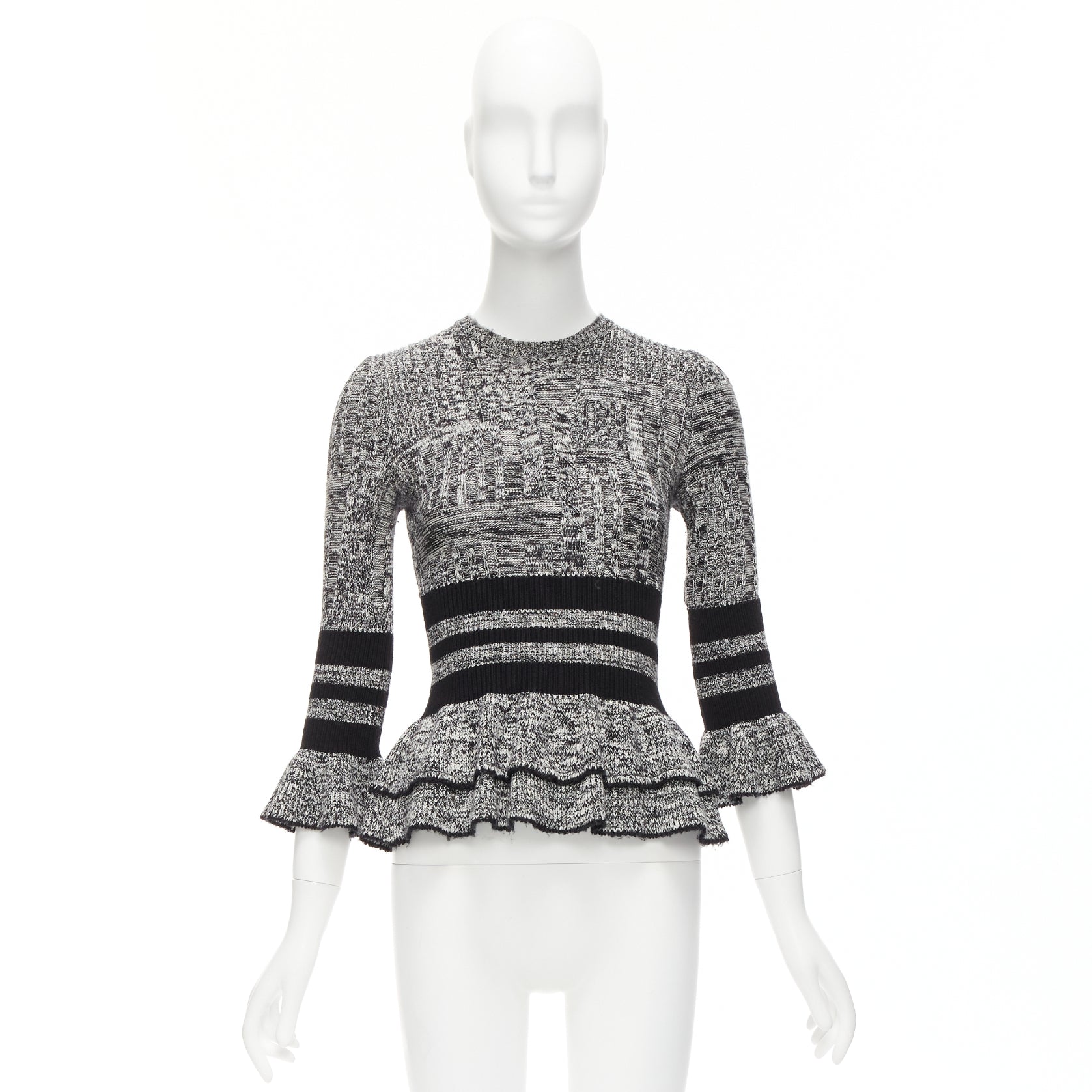 Alexander Mcqueen Melange Peplum Sweater - Image 11