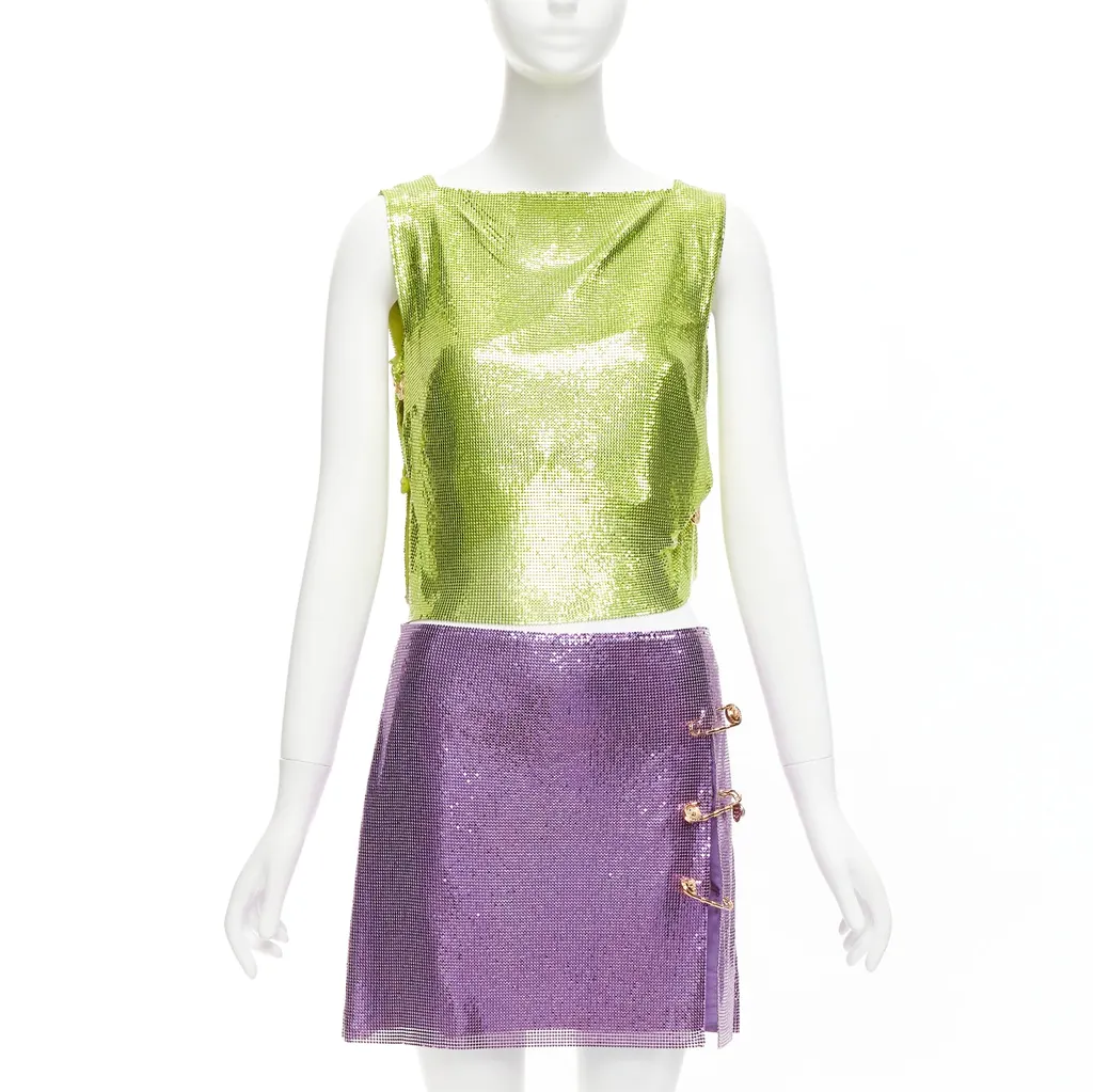 Versace Chainmail Pin Top Green Metal Very good - Front View