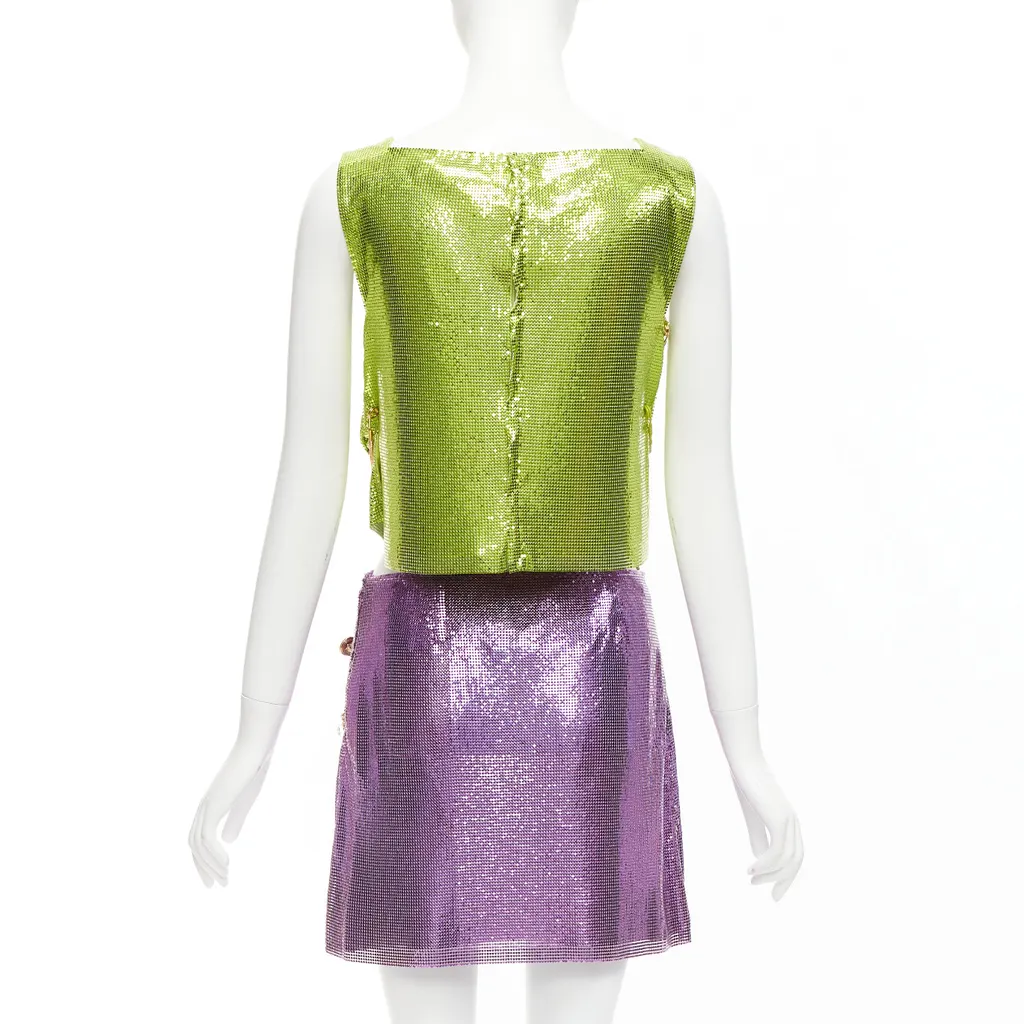 Versace Chainmail Pin Top Green Metal Very good - Box View