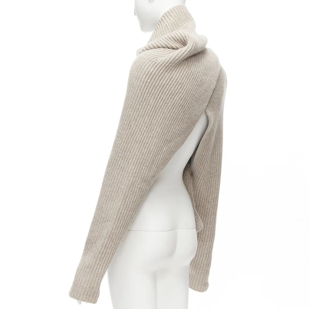 Celine Draped Neck Sweater Beige Wool Never worn - Back View