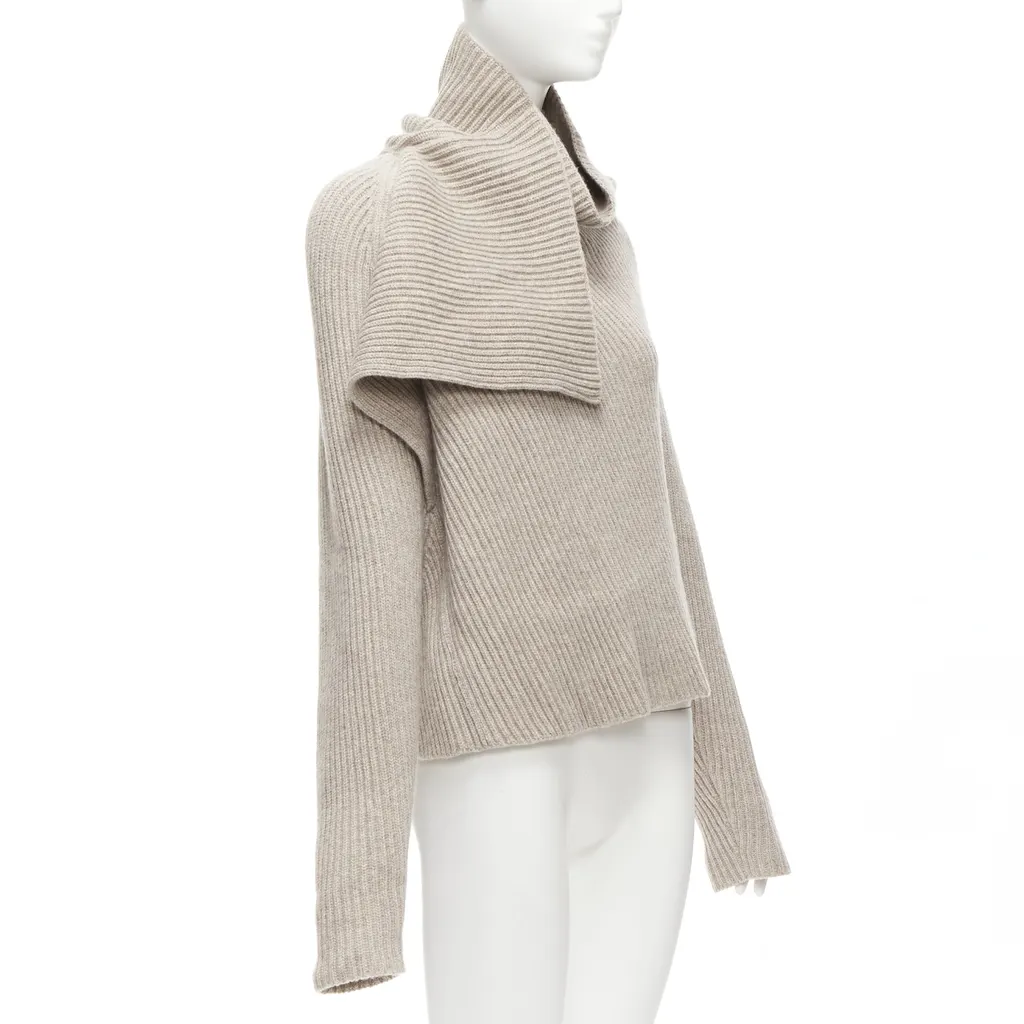 Celine Draped Neck Sweater Beige Wool Never worn - Inside View