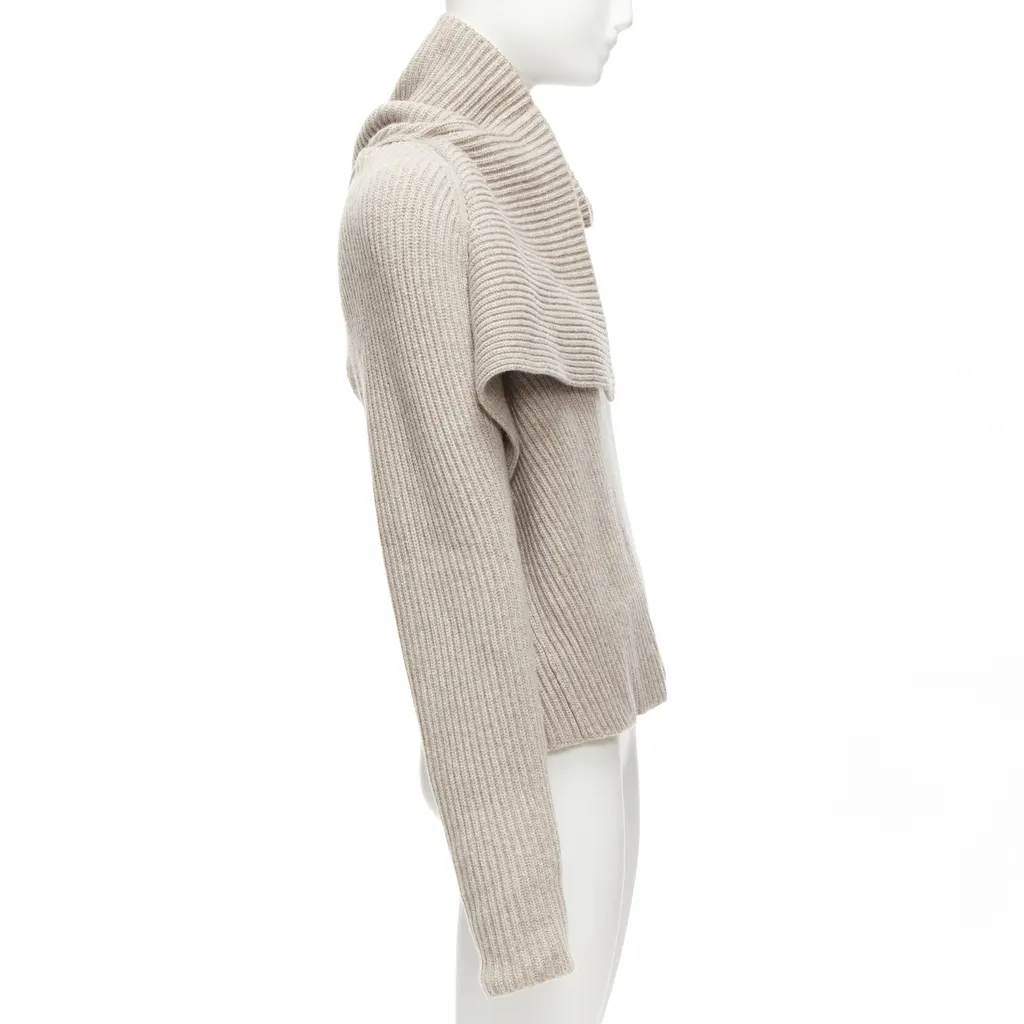 Celine Draped Neck Sweater Beige Wool Never worn - Model View