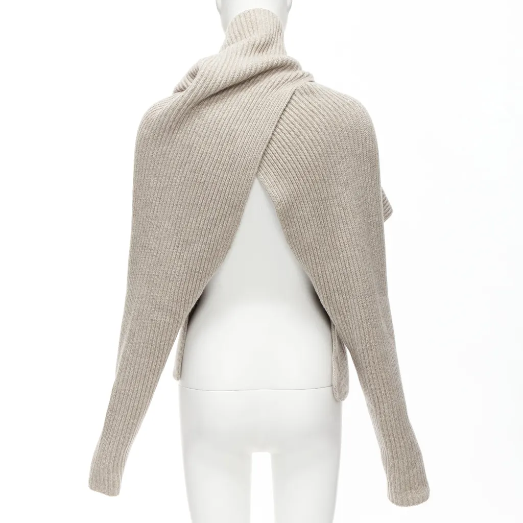 Celine Draped Neck Sweater Beige Wool Never worn - Box View