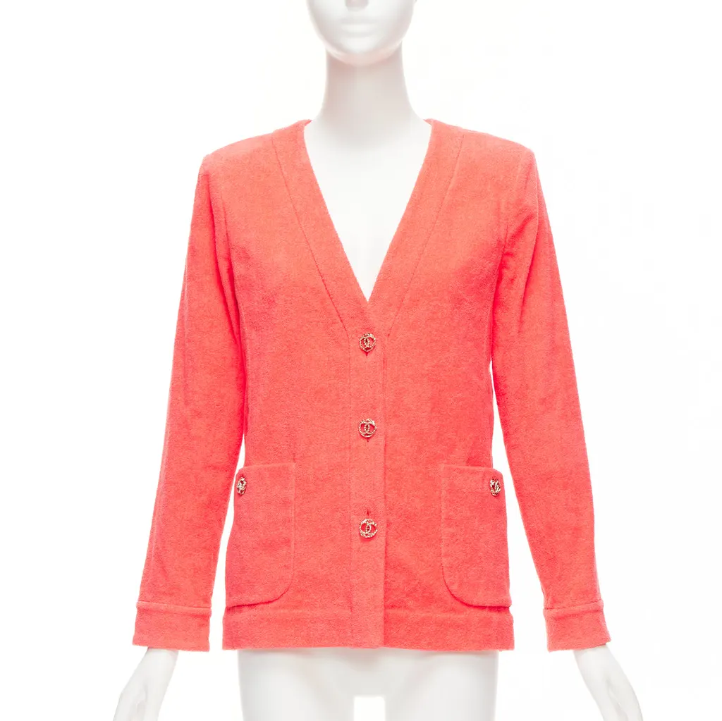 Chanel Pink Terry Jacket Pink Cotton Very good - Front View