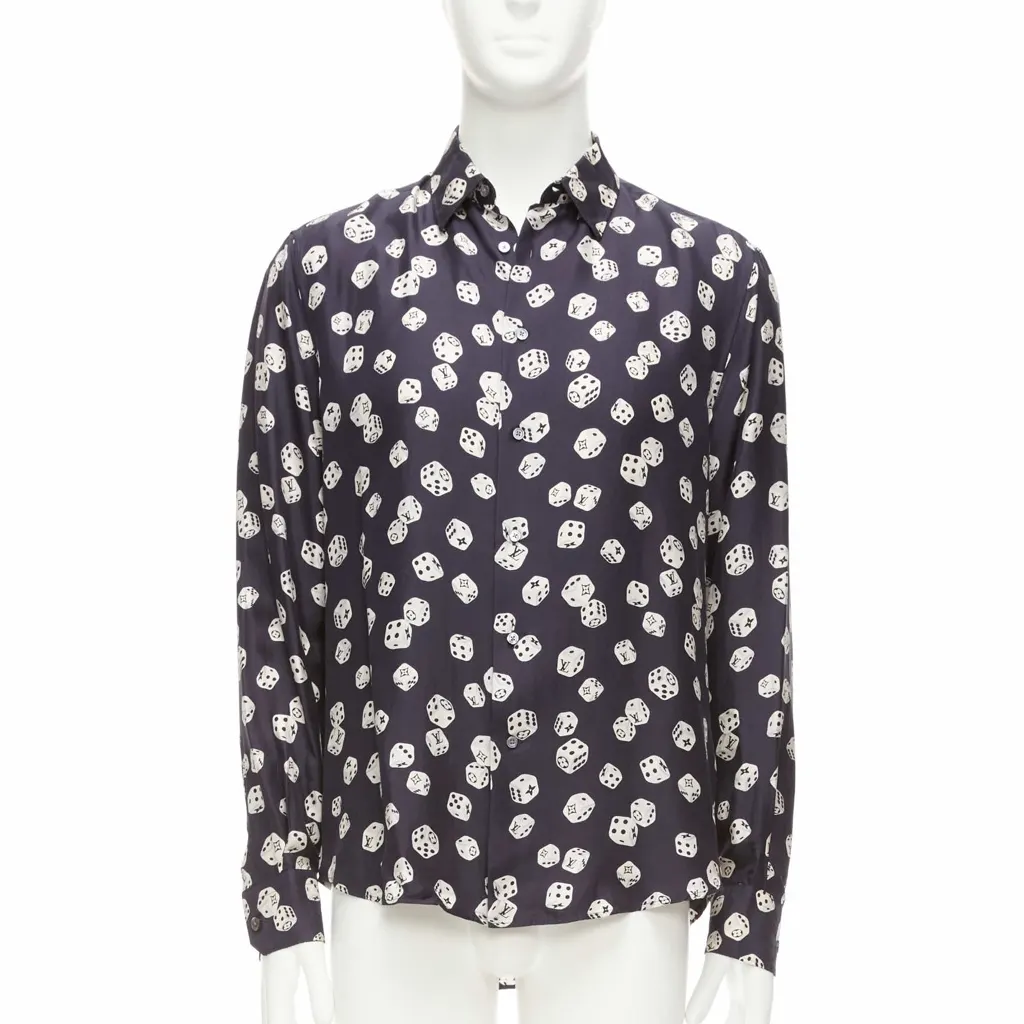 Louis Vuitton Navy Print Shirt Navy Never worn - Front View