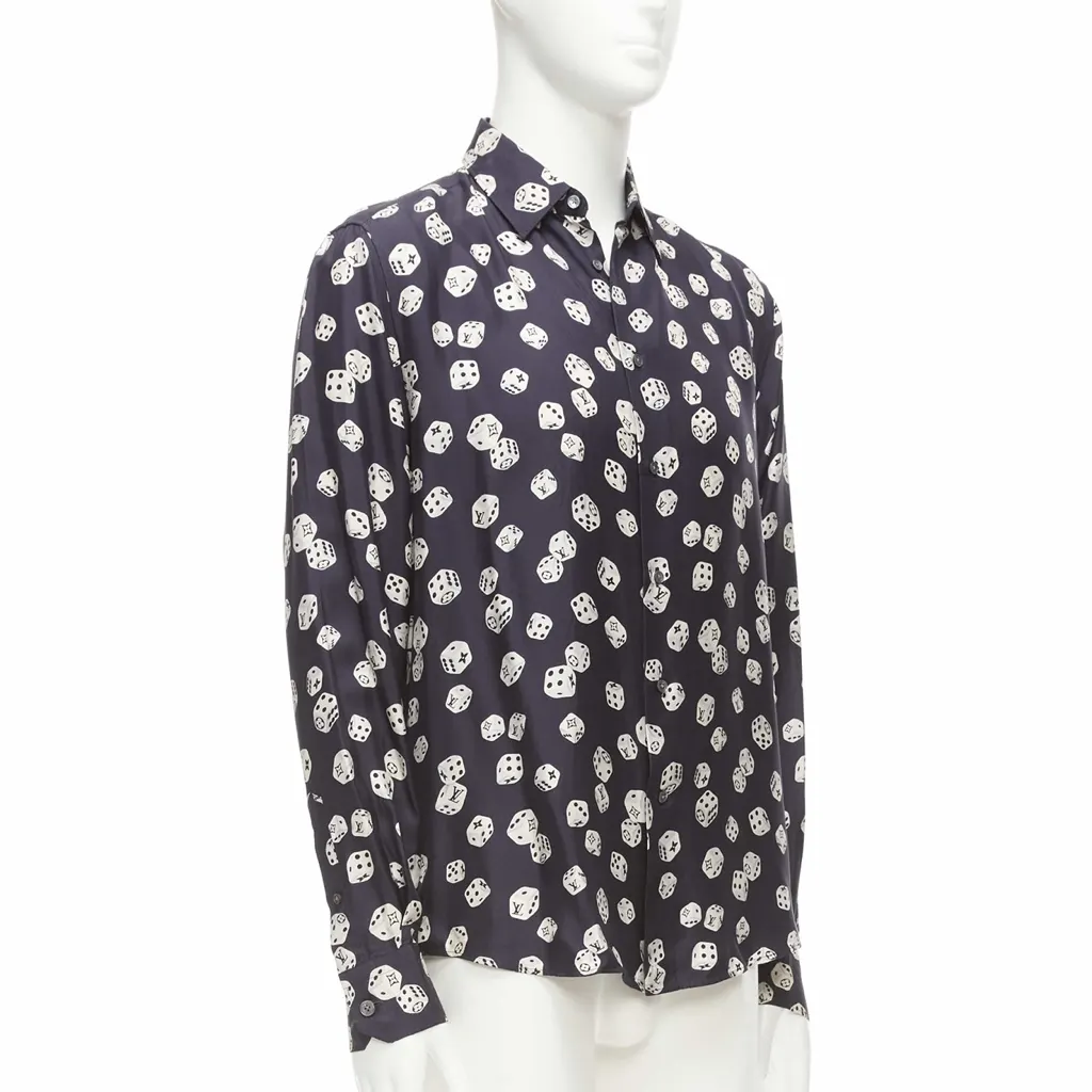 Louis Vuitton Navy Print Shirt Navy Never worn - Inside View